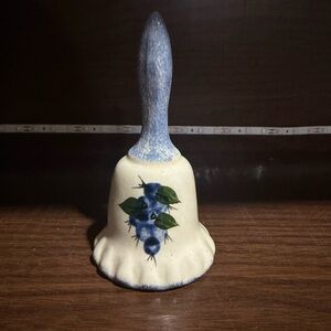 Debbies Blueberry Ware Vintage Ceramic Bell Maine 4.5
